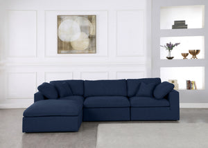 Carmen Cloud Modular Sectional In Navy Linen Fabric