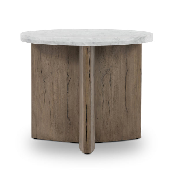 Toli End Table In Italian White Marble