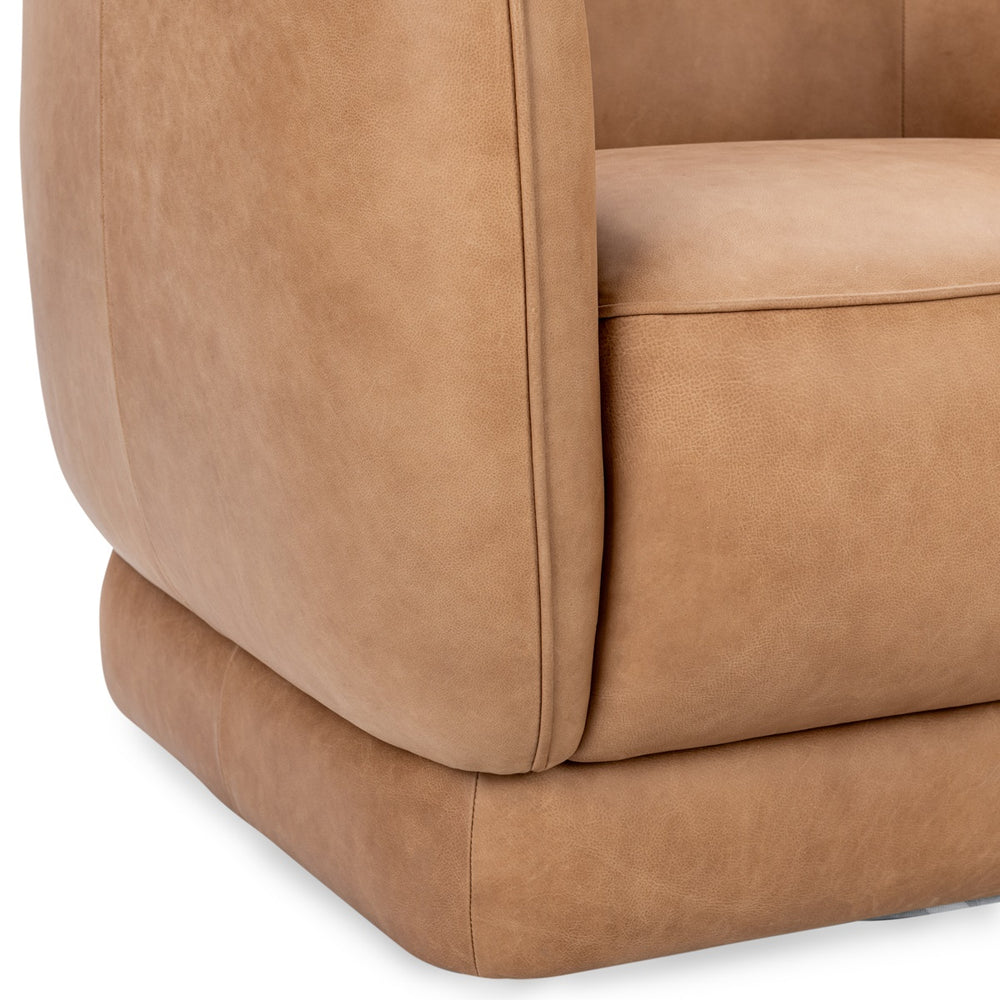 Rinner Leather Accent Barrel Chair in Tan