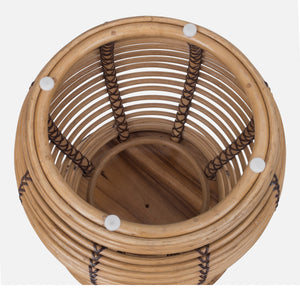 Quito Rattan Side/ End Table w/ Wood Top, Honey