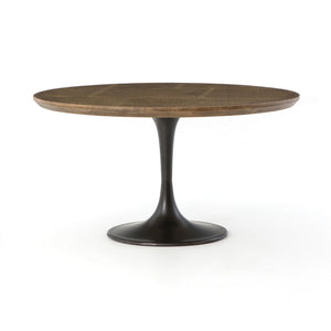 Powell Dining Table 55" - Patchwork Brass-Clad Top
