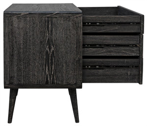 Bart Chest in Cinder Black Mindi and Veneer with Brass Pulls