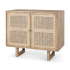 Grier 36L x 18W x 31H Light Brown Wood w/ Cane 2 Door Accent Cabinet