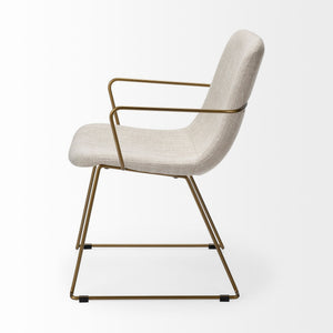 Sawyer II Beige Fabric Wrap Gold Metal Frame Dining Chair