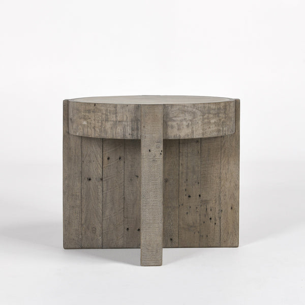 Sonoma Solid Wood Round End Table in Distressed Gray