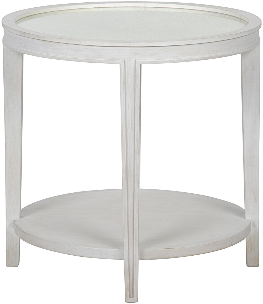 Imperial Mahogany Side Table with Antiqued Mirror in White Wash Finish