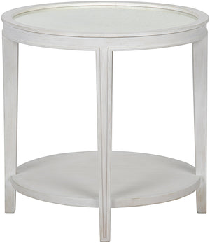 Imperial Mahogany Side Table with Antiqued Mirror in White Wash Finish
