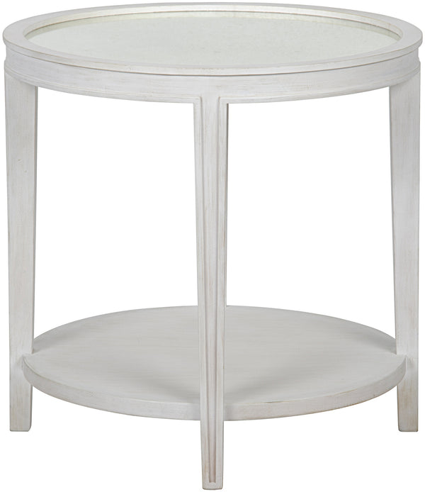 Imperial Mahogany Side Table with Antiqued Mirror in White Wash Finish