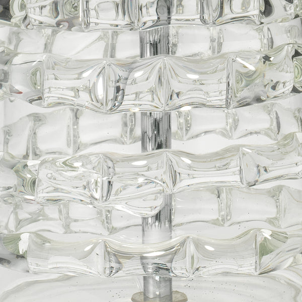 Tall Ribbon Blown-Glass Table Lamp with Linen Shade
