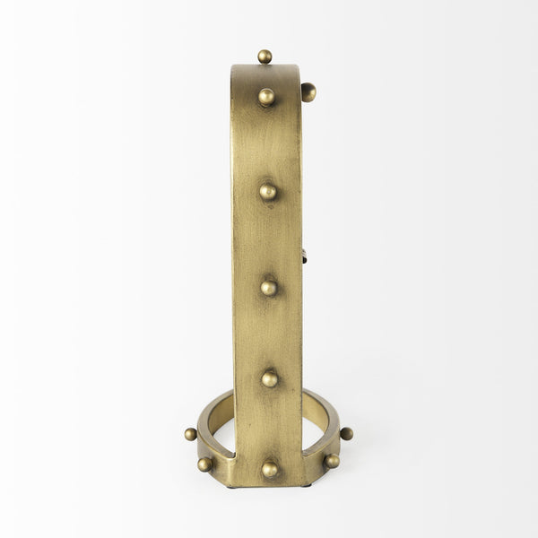 Marian 7.5L x 5.7W x 13.0H Gold Studded Table Clock
