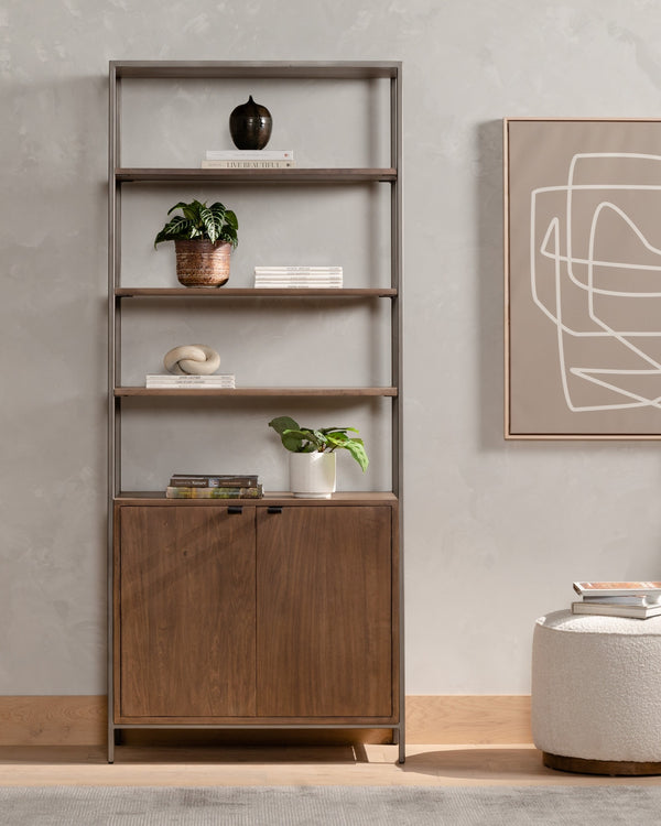 Trey Modular Wide Bookcase In Auburn Poplar