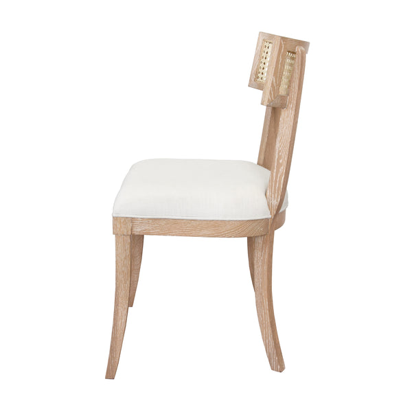 KLISMOS DINING CHAIR WITH CANE DETAIL IN CERUSED OAK