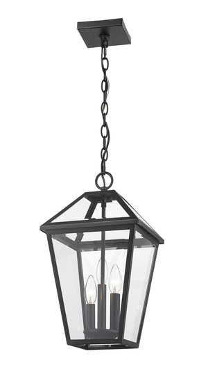 Talbot 3 Light Outdoor Chain Mount Ceiling Fixture in Black Finish