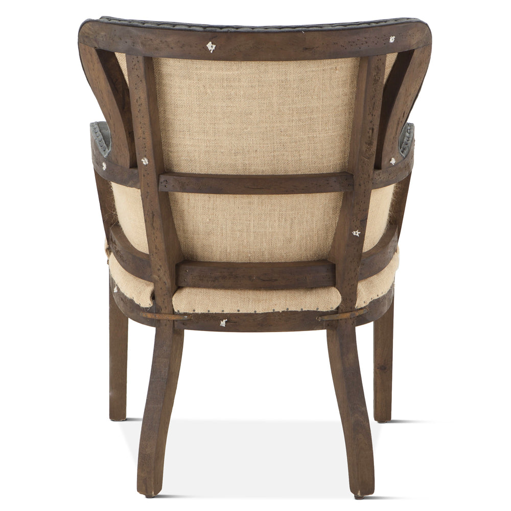 Elizabeth Gray Velvet Armchair with Exposed Frame and Solid Wood Legs