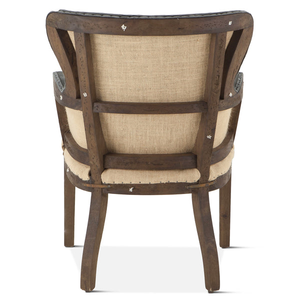Elizabeth Gray Velvet Armchair with Exposed Frame and Solid Wood Legs