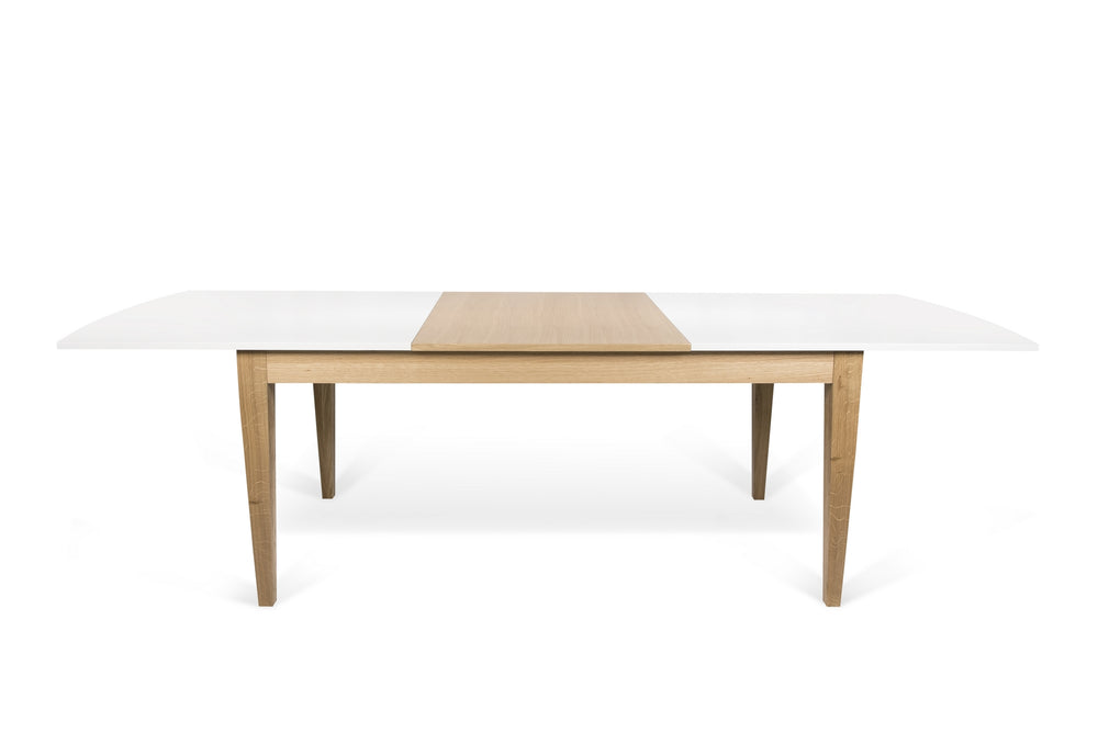 niche dining table in pure white / oak