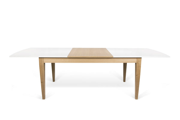 niche dining table in pure white / oak