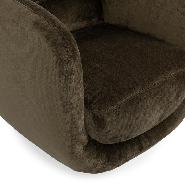 Nico Upholstered Swivel Chair in Olive Green