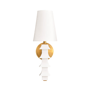 HANDPAINTED TOLE PAGODA SCONCE IN WHITE
