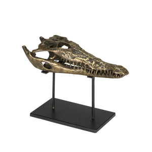Brass Alligator On Stand, Medium