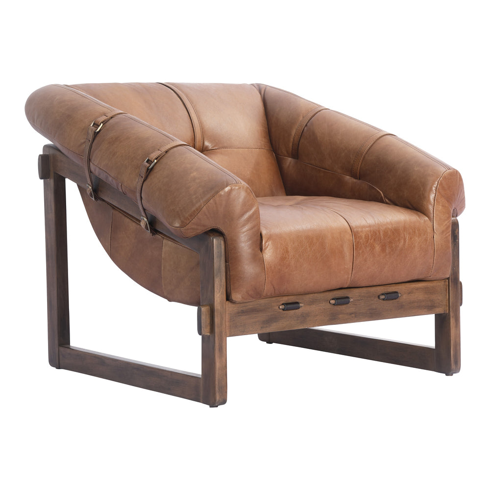 Moe's Bellos Accent Chair in Top-Grain Brown Leather