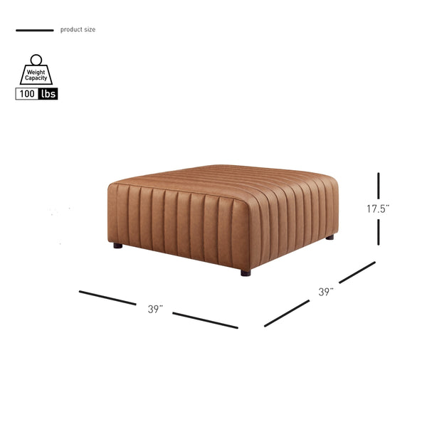 Harland Faux Leather Square Coffee Table/Ottoman, Vintage Cider