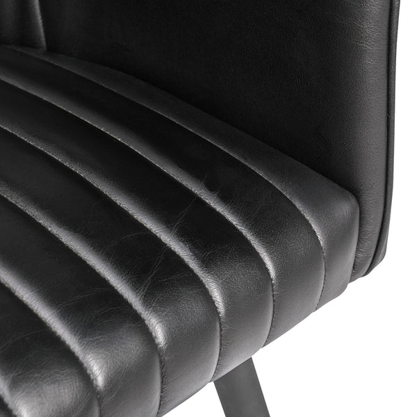 Leon Leather Dining Chair - Midnight Raven