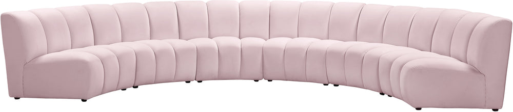 Lynda 6pc. Modular Sectional In Pink Velvet