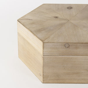 Elyse (Set of 2) 14L x 12W Brown Wooden Hexagonal Boxes