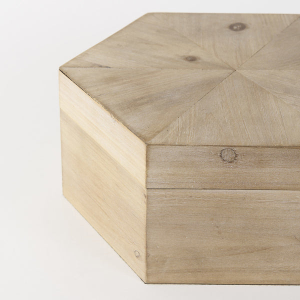 Elyse (Set of 2) 14L x 12W Brown Wooden Hexagonal Boxes