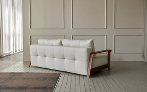 RAN D.E.L. SOFA BED in MIXED DANCE NATURAL FABRIC WITH Dark wood LEGS 527