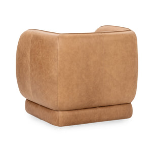Rinner Leather Accent Barrel Chair in Tan