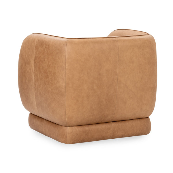Rinner Leather Accent Barrel Chair in Tan