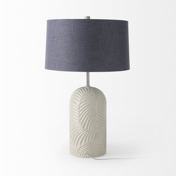 Quinn 19.0L x 19.0W x 24.6H Beige Base W/Navy Fabric Shade Table Lamp