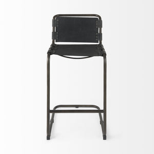 Berbick 43" Total Height Black Leather w/ Iron Frame Bar Stool