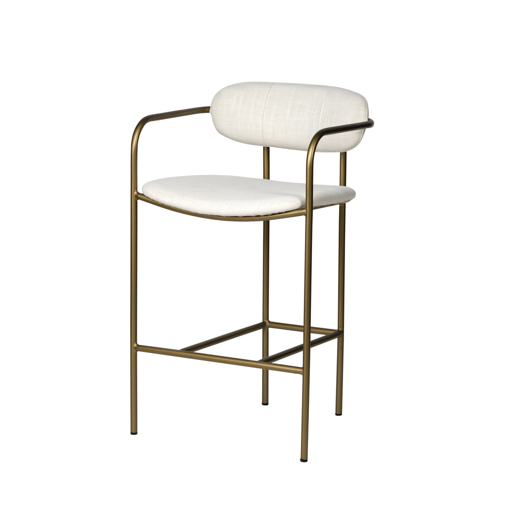 Parker  Cream Fabric Seat Gold Metal Counter Stool