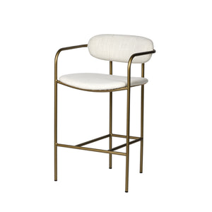 Parker  Cream Fabric Seat Gold Metal Counter Stool