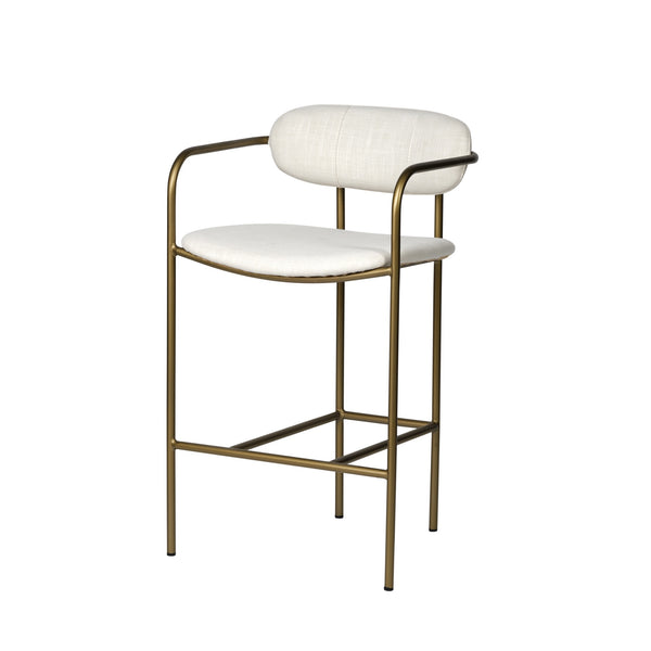 Parker  Cream Fabric Seat Gold Metal Counter Stool