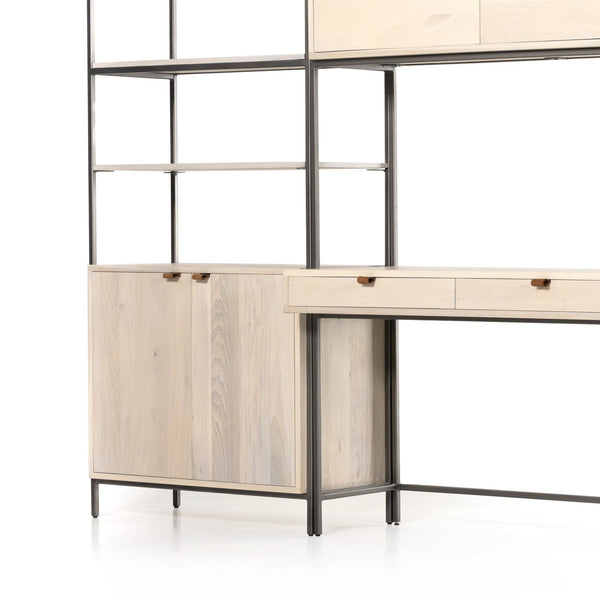 Trey Modular Wall Desk W/ 2 Bookcases - Dove Poplar