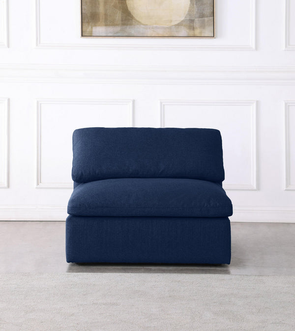 Carmen Cloud Armless Chair In Navy Linen Fabric