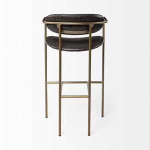 Parker Brown Faux Leather Seat Gold Metal Bar Stool