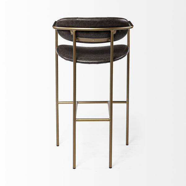 Parker Brown Faux Leather Seat Gold Metal Bar Stool