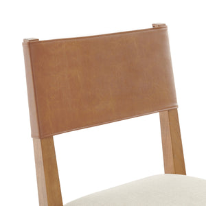 Kylo PU/ Fabric Dining Side Chair, Borneo Chocolate/Meridien Cream