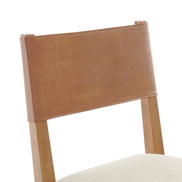 Kylo PU/ Fabric Dining Side Chair, Borneo Chocolate/Meridien Cream