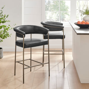 Kaiden KD Faux Leather Counter Stool, Cano Black 
