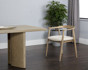 Jeremy Dining Armchair - Weathered Oak - Dove Cream