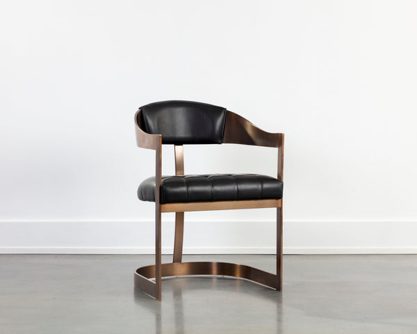 BEAUMONT DINING ARMCHAIR - ANTIQUE BRASS - CANTINA BLACK