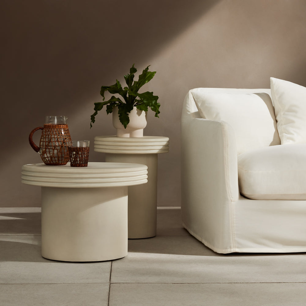 Grecia Outdoor End Table Set In White