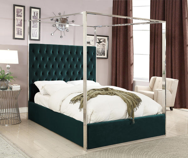 Luz Queen Bed In Green Velvet