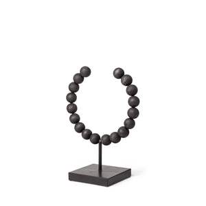 Tulane I (Small) 9L x 5W Black Beaded Broken Sphere Decorative Object